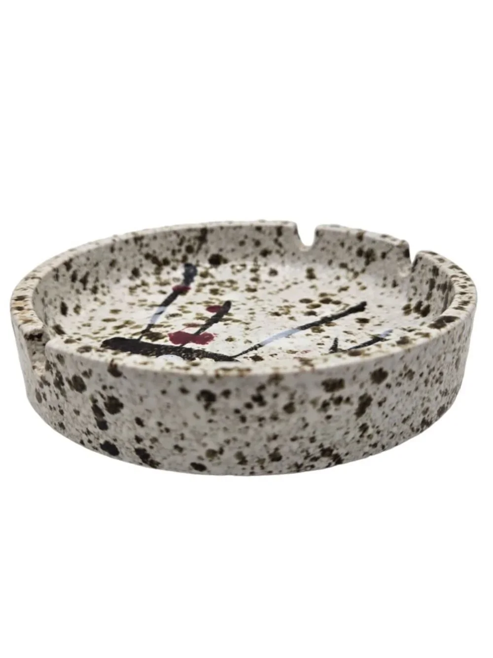 Vintage MCM Ceramic Ashtray Abstract Splatter Design Japan Mid Century Modern